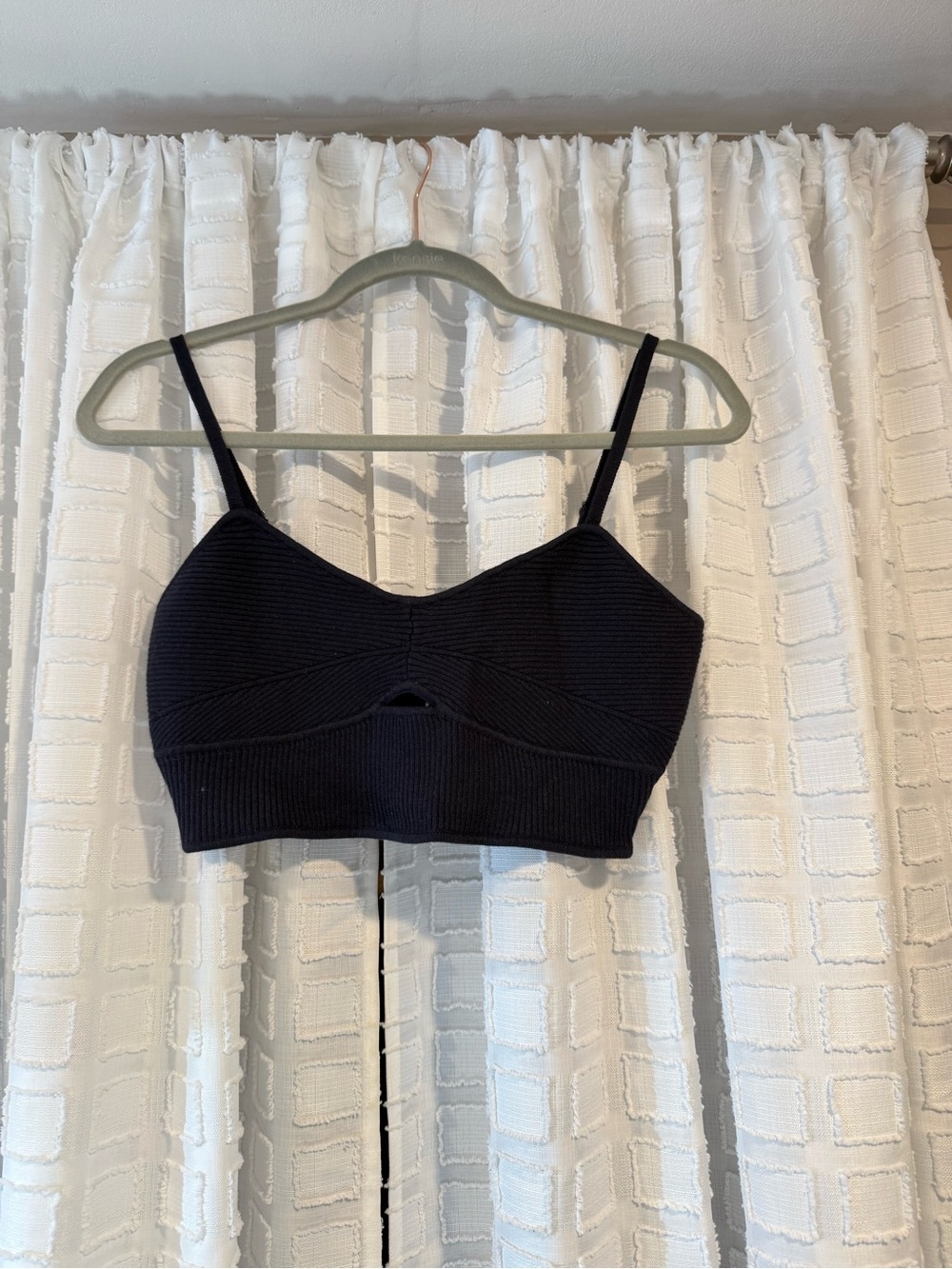 Navy Ribbed V-Neck Crop Tank Top - Women